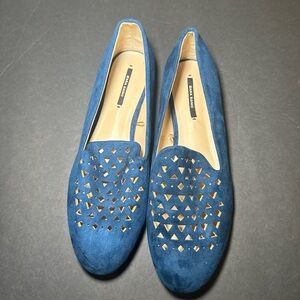 Zara Blue Suede Loafers with Cutout Design